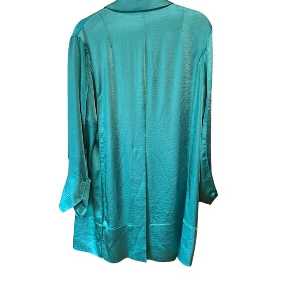 Bevza Teal Satin Button-Up Shirt - Picture 6 of 8